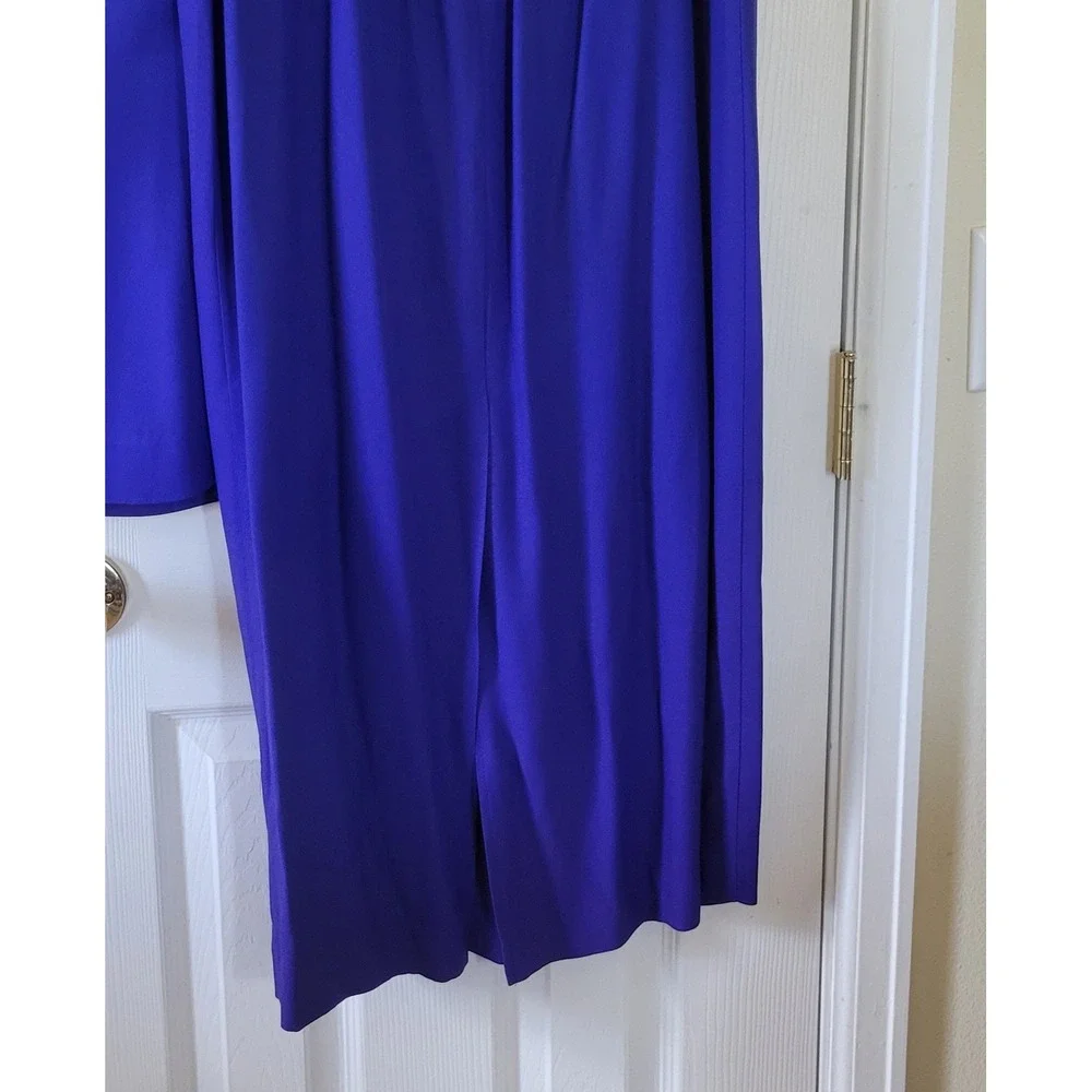 Vintage Royal‎ Blue Skirt Suit Short Sleeve Embroidered Beaded 2pc Size 14 USA